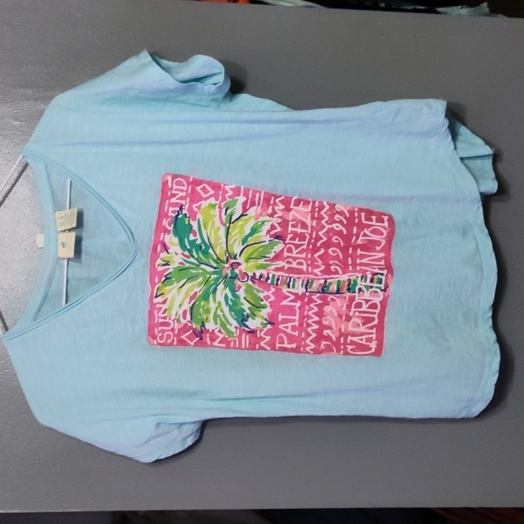 Caribbean Joe blue pam tree  tee size medium - Picture 1 of 6